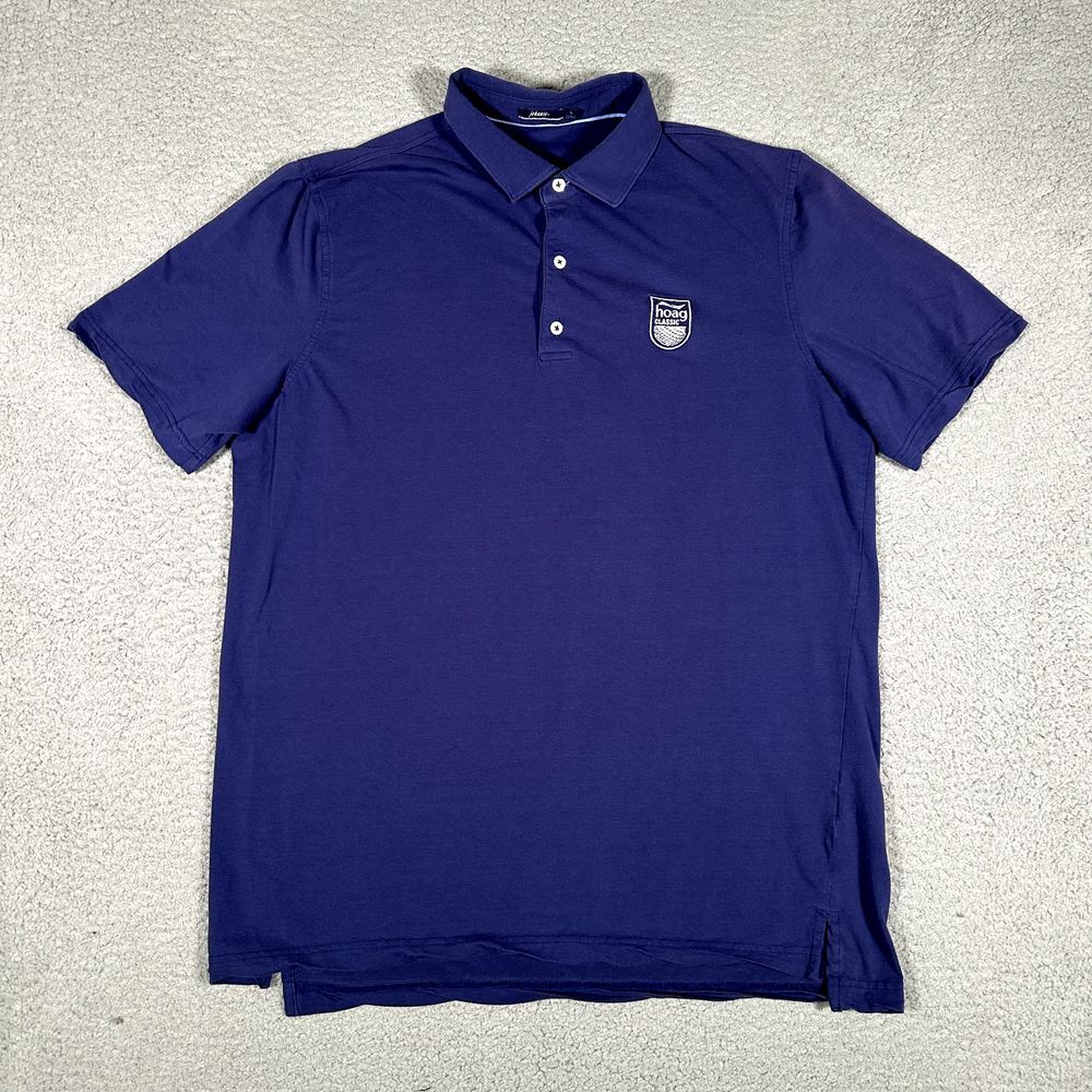 Johnnie O Shirt Mens Large Blue Golf Polo Casual Stretch Wicking Cotton Blend‎